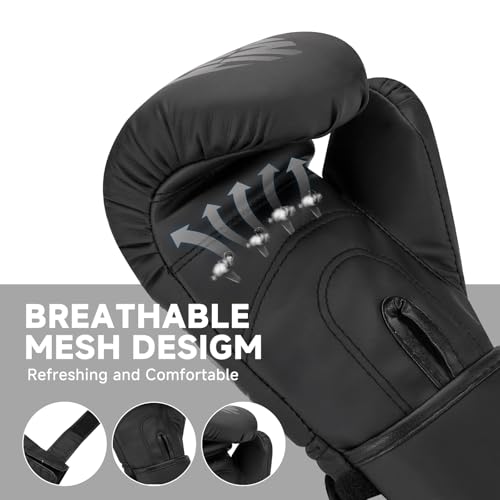 Kids Boxing Gloves, Youth Boxing Training Gloves for Kids Boys and Girls, 4oz & 6oz Fighting Gloves, Punching Bag Kickboxing Thai Mitts MMA Training Sparring Gloves - color: Black, size: 6oz