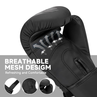 Kids Boxing Gloves, Youth Boxing Training Gloves for Kids Boys and Girls, 4oz & 6oz Fighting Gloves, Punching Bag Kickboxing Thai Mitts MMA Training Sparring Gloves - color: Black, size: 4oz