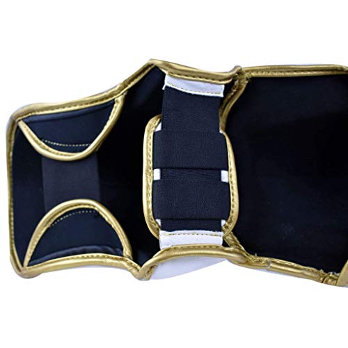 Ultimate - Elite Shin Instep White Gold - Boxing MMA Muay Thai Training Protection - size: Large-X-Large