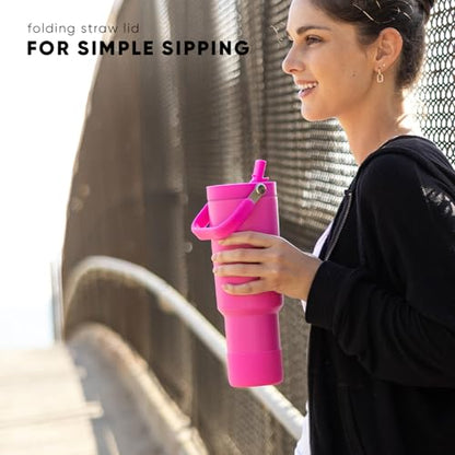 Simple Modern Tumbler with Handle, Water Jug | 40oz | Gray | Trek Pivot Insulated Stainless Steel Water Bottle | Interchangeable Straw & Chug Lid, Cupholder Friendly | Ice Gray - color: -Ice Gray, size: 40 Ounces