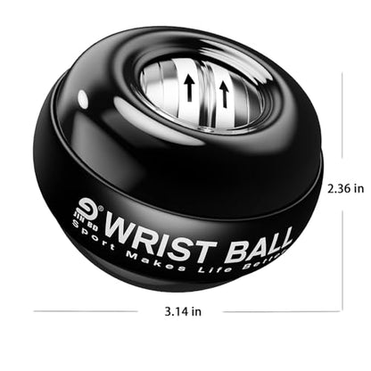 JIN BD Auto-Start Gyro Ball Wrist Trainer, Gyroscopic Forearm Exerciser for Strengthening Arms, Fingers and Muscles - color: Pure Black No Light