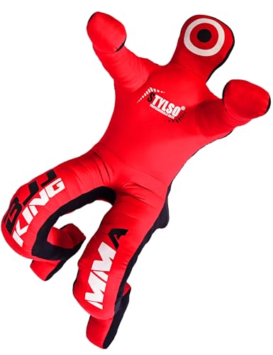 Grappling Dummy, Black Fabric Training Equipment for BJJ, Judo, Karate, Wrestling, Un-Filled Practice Dummy, Model WDM-2025, for Adults and Youth - color: Flex Red