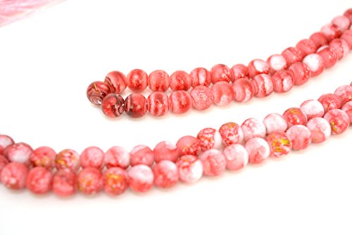 Islamic Prayer Beads - Misbaha Tasbih 99 Glass Bead Necklace - color: Pink Marble