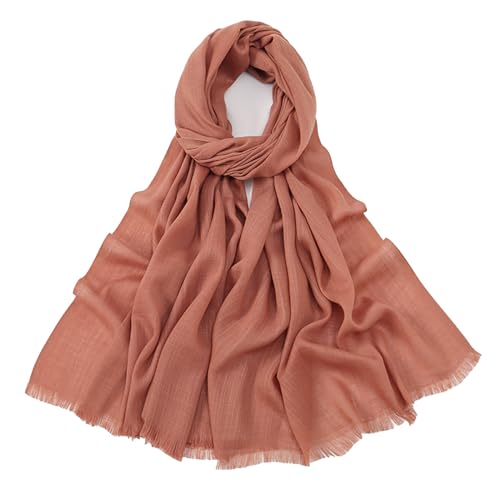 Women's Summer Scarf Lightweight And Soft Bamboo Cotton Headscarf - color: Brick-red