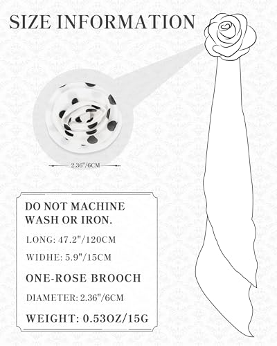Chiffon Scarf for Women, Removable Flower Neck Scarf Light Soft Fashion Rose Scarves Versatile Headband or Hair Band - color: Polka Dot White