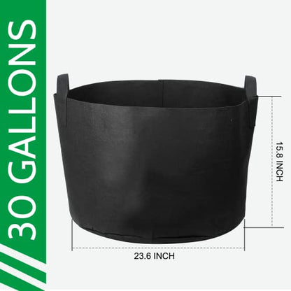 JERIA 12-Pack 30 Gallon Grow Bags, 300G Thickened Nonwoven Garden Pots,Heavy Duty Fabric Pots with Reinforced Handles - size: 30 Gallons