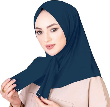 AIBEARTY Women Fashion Instant Muslim Turban Hijab with Snap Fastener Breathable Headscarf Bonnet Cap Turban Hat Shawl - color: Modal Grey-3 Buttons