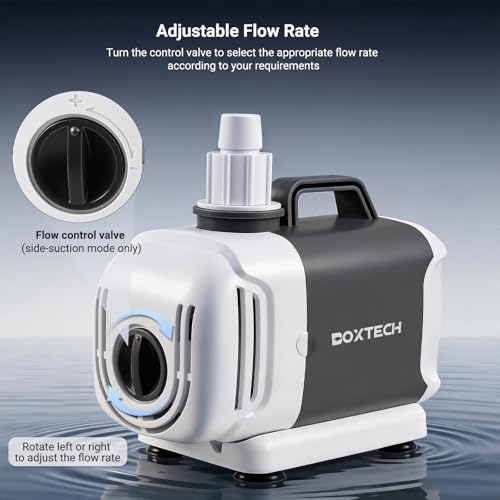 Boxtech Fountain Pump, Submersible Water Pump All-in-One Dual-Use Pump - 55w 3 Interchangeable Nozzles for Aquariums, Hydroponics, Outdoor Water Features (Energy Efficient, Compact Design) - size: 55w