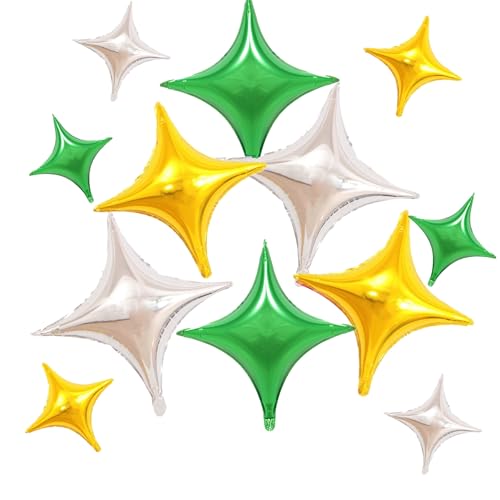 12Pcs 10&24In Foil Star Balloons Birthday Wedding Party Decor - color: Multicolor