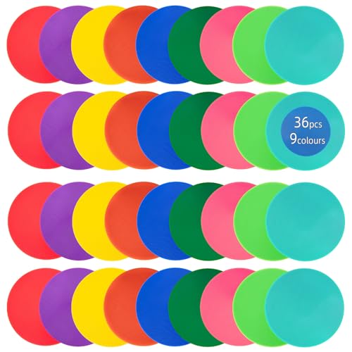 Non Slip Rubber Floor Markers 4 Inch 9 Inch 10 Inch | Multicoloured Poly Dots are suitable for football training and agility drills Marking positions in dance studios - style: 9inch 36pcs