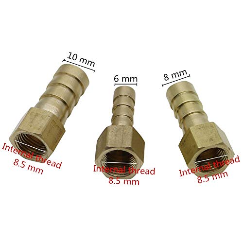 Spray Water Connection Brass 1/8" Female/Male Thread To 6/8/10mm Pagoda Connector Aquarium Adapter Water Hose Connector Gas Soft Tube (Color : Gold)