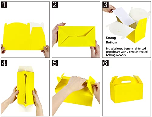 Papertide Yellow Gable Box with Handles, 30 Pack 9.45×5×5 inch Sturdy Colorful Cardstock treat Boxes for Christmas Birthday Party Favors, Premium Presentation Boxes with Lids - color: Yellow