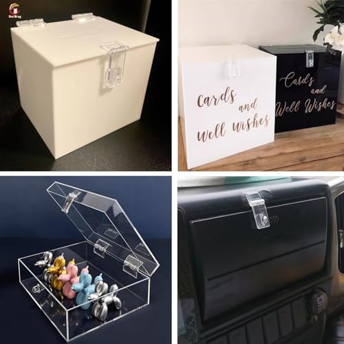 15 Pcs Acrylic Hinges and Self-Adhesive Latch Buckles Kit,Transparent Plastic Adhesive Hinge for Aquarium Lid,Crafts Display Stand, DIY Clear Container,Acrylic Box,Cabinets,No-Drill Installation