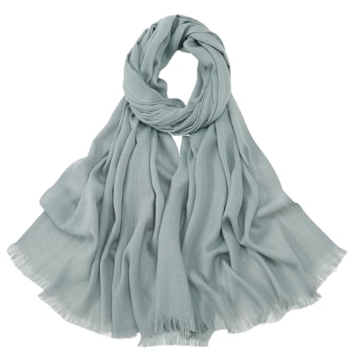 Women's Summer Scarf Lightweight And Soft Bamboo Cotton Headscarf - color: Grey Blue