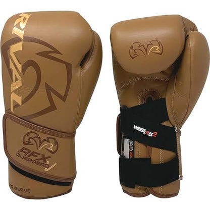 RIVAL Boxing RFX-Guerrero-V Bag Gloves, Multi-Layered Inner Foam Padding (HDEF), Premium Leather, Wrist Lock 2 System - color: Brown, size: 10 oz.