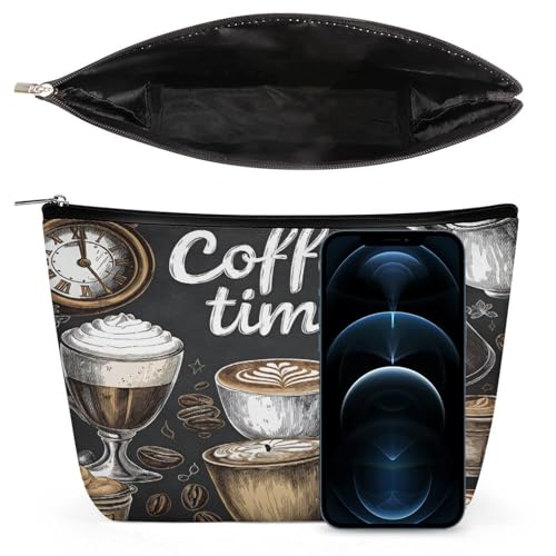 Coffee Time Makeup Bag, Travel Toiletry Organizer, Cosmetic Pouch for Women, Birthday Presents for Mom Girls Women Sisters - color: Coffee Time