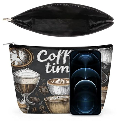 Coffee Time Makeup Bag, Travel Toiletry Organizer, Cosmetic Pouch for Women, Birthday Presents for Mom Girls Women Sisters - color: Coffee Time