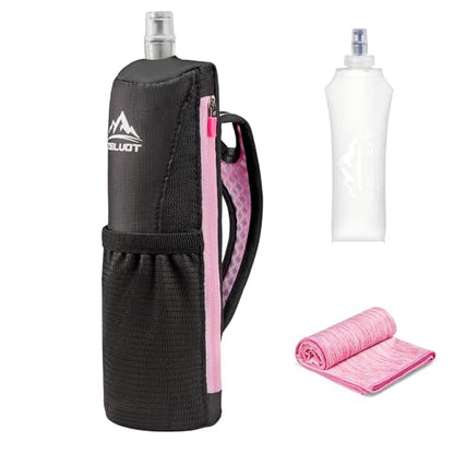 Zelvot Running Handheld Water Bottle, 500ml Soft Flask with Hand Strap Hydration Pack, BPA Free Collapsible Water Bottle for Running, Hiking, Cycling, Climbing (Pink, 500 ML) - color: Pink