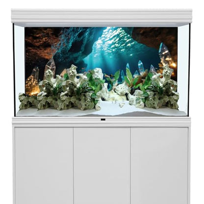 30x12 in Under Sea Aquarium Backdrop Crystal Rock Fish Tank Background | AWERT Fantasy Underwater Sunshine Coral Bubble Crystal Rock Polyester Terrarium Background - size: 30x12in/75x30cm
