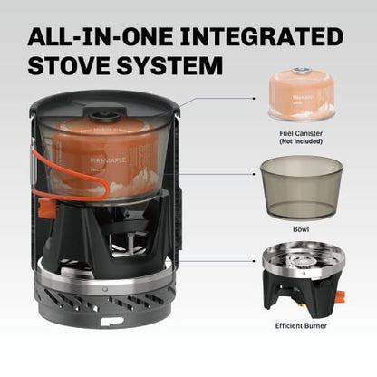 Fire-Maple Fixed Star 1 Backpacking and Camping Stove System, Black 18oz | 30% Faster Boil with HX Base, Piezo Ignition, Compact & Durable, All-in-One Pot, Compatible with Most Canisters, Portable - color: Black