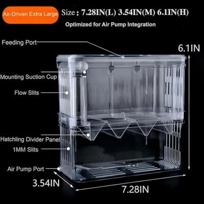 Aquarium Fish Breeder Box Hatchery Incubator,Multi-Functional Acrylic Breeder Isolation Box Hatching Incubator Box for Fish Fry Shrimp Little Turtle Betta Fish - size: L