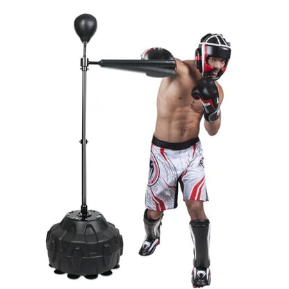 INNOLIFE Punching Bag Boxing Speed Ball Trainer with Spinning Bar | Boxing Ball with Reflex Bar Free Standing 45"-80" Adjustable Height for Adult Youth