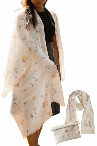 Mustard Seed Scripture Prayer Scarf for Women – 100% Modal Classic Christian Shawl 27.5x79, Faith Bible Verses, Religious Wrap Gift with Canvas Bag