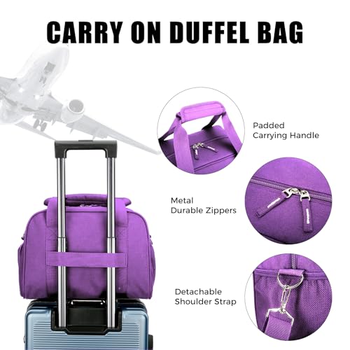 SeaRock 14 inch Small Gym Bag for Men & Women, Mini Duffle Bag with Shoe Compartment, Carry On Duffel Bag for Travel Sports, Purple - color: Purple