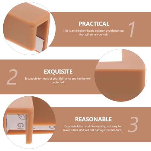 6pcs Silicone Corner Protectors for Furniture and Aquarium Tank Edges, Medium Brown Soft Anti-Collision Guards for Safety and Pet Carrier Protection
