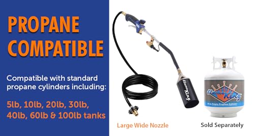 Flame King Propane Torch Kit Heavy Duty Weed Burner, 340,000 BTU with Piezo Igniter (Self Igniting), with 10-ft Hose for Weed Burning, Melting Ice and Snow, and Roofing - size: 340K BTU - Piezo Igniter