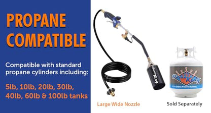 Flame King Propane Torch Kit Heavy Duty Weed Burner, 340,000 BTU with Piezo Igniter (Self Igniting), with 10-ft Hose for Weed Burning, Melting Ice and Snow, and Roofing - size: 340K BTU - Piezo Igniter