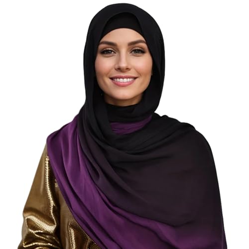 Fashion Gradient Color Hijab Scarf for Women Soft Modal Instant Jersey Hijab Head Wraps Long Shawls - color: Color 3