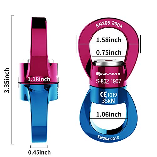 PROND Swing Swivel 35kN Safest Rotational Device, Swing Spinner, Carabiner Swivel, Climbing Rope Swivels for Children’s Web Tree Swing Setting, Aerial Dance, Hanging Hammock - color: Blue Red