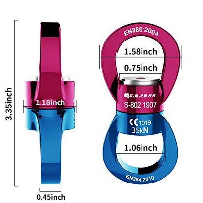 PROND Swing Swivel 35kN Safest Rotational Device, Swing Spinner, Carabiner Swivel, Climbing Rope Swivels for Children’s Web Tree Swing Setting, Aerial Dance, Hanging Hammock - color: Blue Red