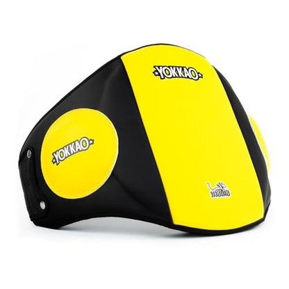 YOKKAO Belly Pad - Leather | Heavy-Duty Padding | Produced at Factory, Thailand | Muay Thai | 5 Colors - color: Yellow/Black