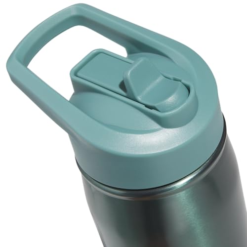 adidas Stainless Steel Metal Water Bottle 20 oz (600 mL) Straw Lid - color: Preloved Teal Green/Powder Teal Green