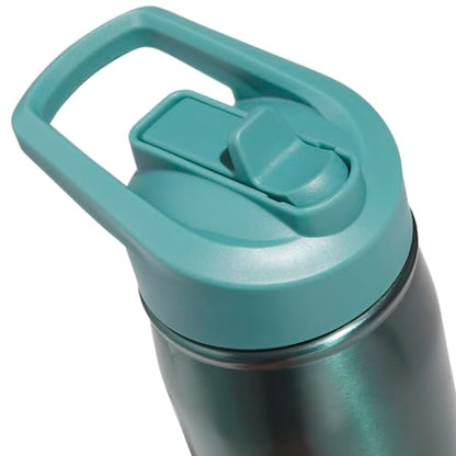 adidas Stainless Steel Metal Water Bottle 20 oz (600 mL) Straw Lid - color: Preloved Teal Green/Powder Teal Green
