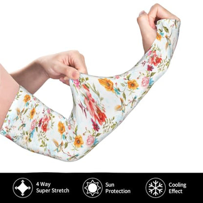 Arm Sleeves Outdoor Garden Sports Cooling Sun Sleeve for Women Men Farm - color: Hummingbird Flower