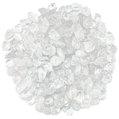 Clear Quartz Crystal Chips Bulk Tumbled Stones 0.9LB,0.35-0.5 Inch Crushed Crystal Rocks for Aquarium Fish Tank DIY Jewelry Vase Filler Aquarium Gravel Plant Pot - color: White, size: 0.9lb