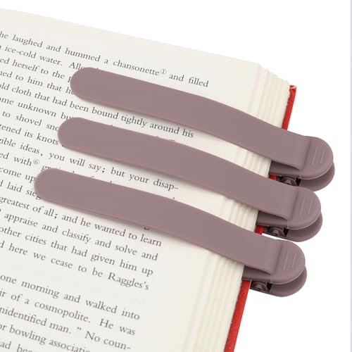 SMUK 3pcs Bookmarks for Reading Women, Automatic Silicone Book Marks for Book Lovers Men Women Teens, Unique Book Page Markers Holder Book Reading Accessories Gifts - color: 3 Light Coffee