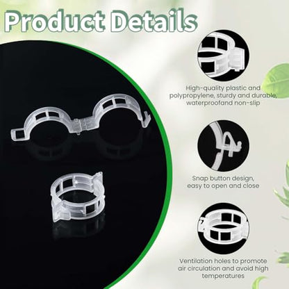 100pcs Plant Support Clips, Plastic Clips for Climbing Plants (100, White) | Reusable Plastic Trellis Clips for Tomato, Grape Vine, Vegetables, Garden Fixing Clips - color: White