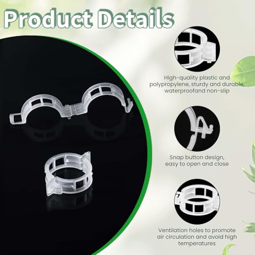 100pcs Plant Support Clips, Plastic Clips for Climbing Plants (100, Black) | Reusable Plastic Trellis Clips for Tomato, Grape Vine, Vegetables, Garden Fixing Clips - color: Black