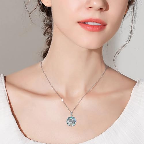 Allah Necklace 925 Sterling Silver Lotus Allah Pendant Arabic Muslim Jewelry for Women Men - style: Style-4