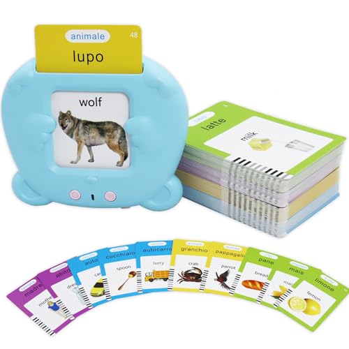 MAYAPHILOS Italian and English Talking Flash Cards, Pocket Speech for Learn Italian, Italian Language Learning Audible Talking Flashcards Toddlers' Sensory Preschool Educational Birthday Gifts - size: 224 Words Italian and English