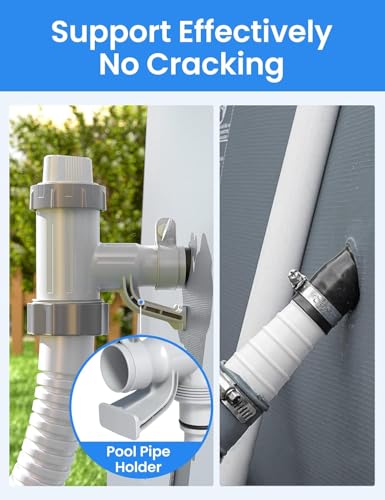 [ Patented ] POOLHACKER Plunger Valve Plus with Pool Hose Adapter and Pool Pipe Holder, Pool Replacement Parts Accessories for above Ground Pool (2 Pcs) | Pool Hose Adapter, Pipe Holder, Replacement Pool Fittings, Secure Hose Support, Easy Installation, P