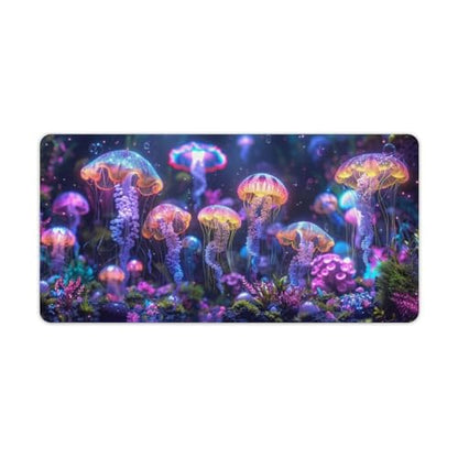 KeKee Colorful Sea Aquarium Neon Jellyfish Octopus Mushrooms Large Mouse Pad Gaming Mousepad Desk Pad for Keyboard and Mouse Mat Non-Slip Base 30x60cm, Style - size: 30x60cm