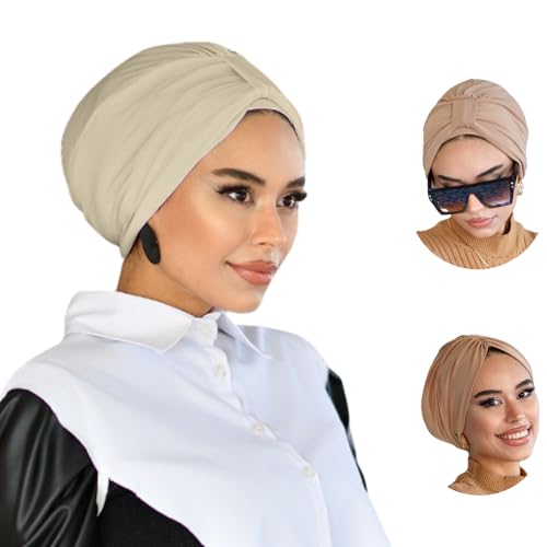 Para Life Turban With Band - Women's Hijab & Hair Wraps - Instant Hijab Cap - color: Beige