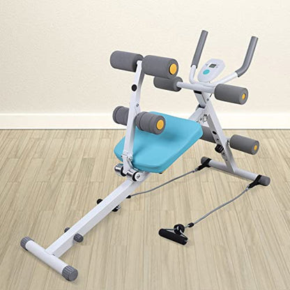 TFCFL Core Ab Trainer Bench Abdominal Stomach Exerciser Workout Gym Fitness Machine Ab Machine Abdominal Cruncher Core Workout Sit Up Bench Side Shaper LED Foldable Exercise Roller Wheels