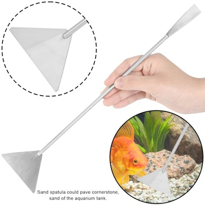4Pcs Stainless Steel Aquascape Tool Kit with Tweezers Scissors Spatula | Silver Anti-Rust Fish Tank Starter Kit Aquarium Plant Tools for Trimming Scraping Reptile Feeding - color: Silver