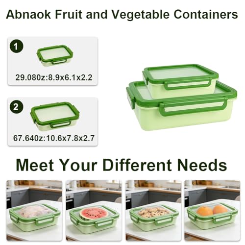 Abnaok 2PCS Reusable Large Fruit And Veggie Savers, Silicone Fruit Storage Box, Fruit Storage Pods For Food Saver, Ideal For Roast Chicken, Garlic, Onions, Lemons, Watermelon and Potatoes